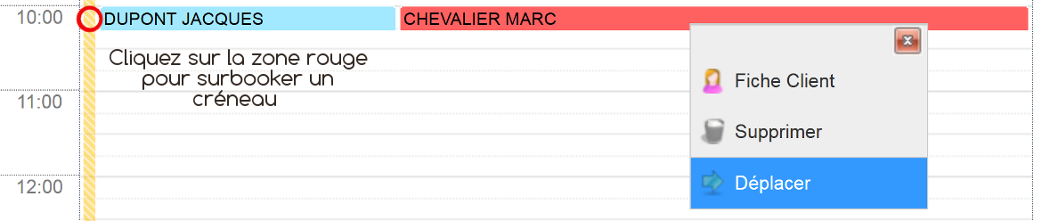 Fiche de rendez-vous pour prendre RDV dans l'agenda